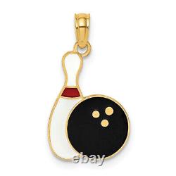 10K Yellow Gold Bowling Ball Pin Necklace Charm Pendant