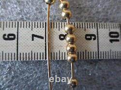 14K YELLOW GOLD BALL BAR SAFETY PIN BROOCH with 10 BALLS/BEADS 1.1 g
