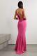 16arlington Pink Cowl Neck Low Back Etna Red Carpet Gown Dress Nwt Uk 10 Small
