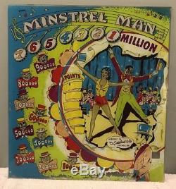 1951 Gottlieb Minstrel Man Woodrail Pinball Machine ORIGINAL Backglass