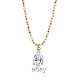 3.0ct Pear Cut Lab-Created Diamond Test Pass VVS1/D/Excellent 18K Gold Necklace
