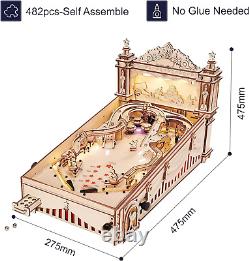 3D Pinball Machine Puzzle, Amusing Table Game, Mechanical Wooden Model Building