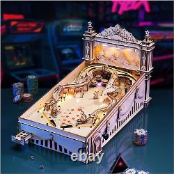 3D Pinball Machine Puzzle, Amusing Table Game, Mechanical Wooden Model Building