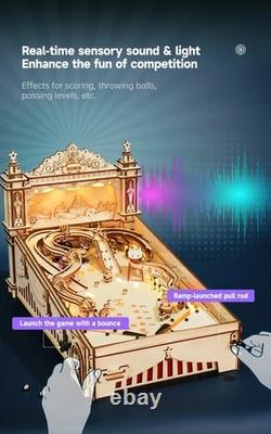 3D Wooden Pinball Machine Model Kit DIY Mechanical Arcade Game Lighted Toy Gift