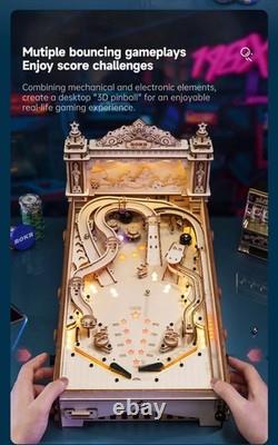 3D Wooden Pinball Machine Model Kit DIY Mechanical Arcade Game Lighted Toy Gift