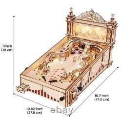 3D Wooden Pinball Machine Model Kit DIY Mechanical Arcade Game Lighted Toy Gift