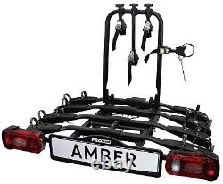 4 Bike Carrier Tow Ball Bar Mounted Amber 4 ProUser Lockable Tilt Max Load 60kg