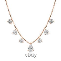 5.1ct Pear & Round Cut Lab-Created Diamond Test Pass 18K Gold Charm Necklace