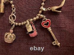 925 RARE Charm Bracelet Pink Red Enamel LOVE Lipstick Eiffel Tower Lips Mini Etc