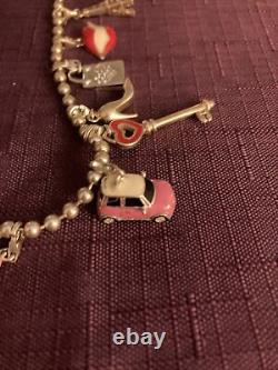 925 RARE Charm Bracelet Pink Red Enamel LOVE Lipstick Eiffel Tower Lips Mini Etc