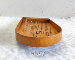 Antique Bagatelle Board Game Wood Pinball Machine Toy 16 Lead Balls WN355