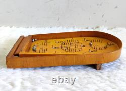 Antique Bagatelle Board Game Wood Pinball Machine Toy 16 Lead Balls WN355
