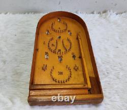 Antique Bagatelle Board Game Wood Pinball Machine Toy 16 Lead Balls WN355