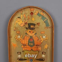 Antique Bagatelle Pinball Game Wood Metal Circus Clown Theme Early 1900s