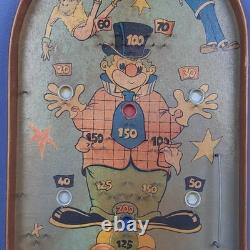 Antique Bagatelle Pinball Game Wood Metal Circus Clown Theme Early 1900s