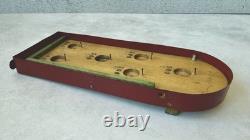 Antique Children's Bagatelle Pinball Game Toy Wood Red Metal No Balls Inscribed
