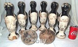 Antique Circus Carnival Wood Sculpture Penguin Bowling Ball Pin Table Toy Game