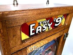 Antique Oak The Easy 9 Flip Ball / Pinball Arcade Penny Machine Game / Allwin