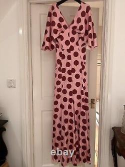 BNWT Dolce Gabbana Pink Silk Polka Dot Gown / Maxi Dress