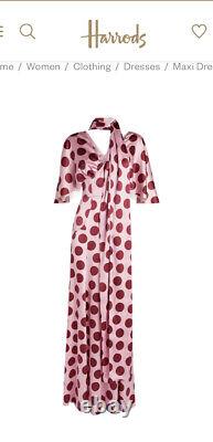 BNWT Dolce Gabbana Pink Silk Polka Dot Gown / Maxi Dress