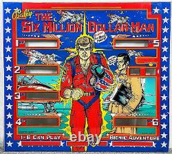 Bally The Six Million Dollar Man Pinball Machine Game Backglass