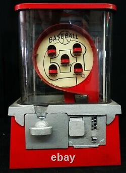 Baseball Pinball One Cent Gumball Machine Circa 1950's