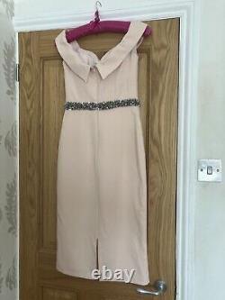 Beautiful Pia Michi Pink Midi Evening Dress Diamanté Waist Proms Party Wedding