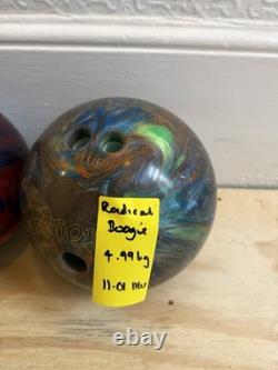 Bowling Ball Job Lot x5 +Wheeled Bowling Bag Mixed Weight 6-13lb Collection Only