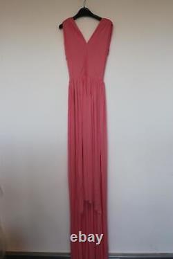 CELINE Ladies Pink Sleeveless V-Neck Hi-Low Train Dress EU36 UK8 NEW