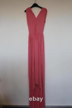 CELINE Ladies Pink Sleeveless V-Neck Hi-Low Train Dress EU36 UK8 NEW