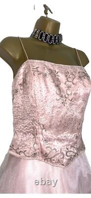CRYSTAL BREEZE Size 10 BNWT Pink Beaded Diamonte Princess Prom Formal Dress NEW