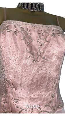 CRYSTAL BREEZE Size 10 BNWT Pink Beaded Diamonte Princess Prom Formal Dress NEW