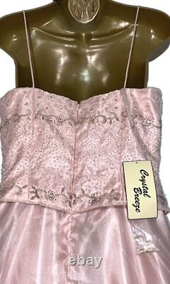 CRYSTAL BREEZE Size 10 BNWT Pink Beaded Diamonte Princess Prom Formal Dress NEW