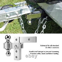 Car Auto Towing Trailer Hitch Mount & Dual Balls Lock Pins 6in Adjustable Drop