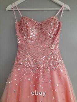 Crystal Breeze Stunning Pink Ball Gown Prom Dress Corset Sequin Bodice Size 2