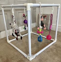 Deluxe Puppy gym / activity Gym all dog breeds (22x22) Pink Squeaky Ball Rope