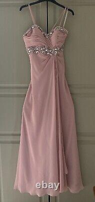 Dress By Elegancia Uk 6 Soft Pink Pleated Bust And Sparkling Embellishment