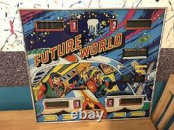 Future World Pinball Machine back glass Original 1980s