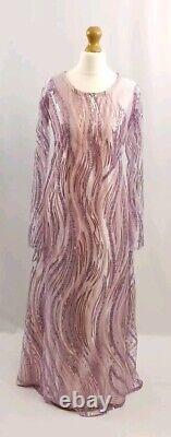 Handmade, Pink And Purple Embellished Net With Satin Dress Two Piece Size S