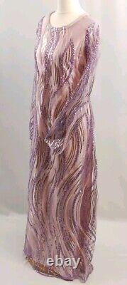 Handmade, Pink And Purple Embellished Net With Satin Dress Two Piece Size S