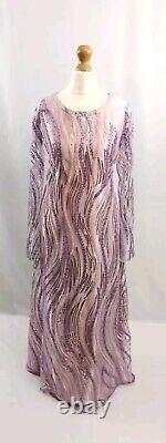 Handmade, Pink And Purple Embellished Net With Satin Dress Two Piece Size S