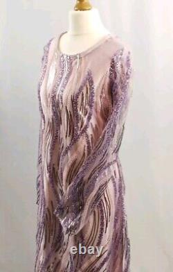 Handmade, Pink And Purple Embellished Net With Satin Dress Two Piece Size S