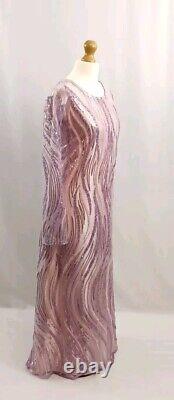 Handmade, Pink And Purple Embellished Net With Satin Dress Two Piece Size S