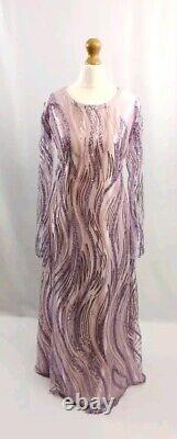 Handmade, Pink And Purple Embellished Net With Satin Dress Two Piece Size S