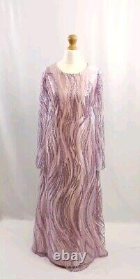 Handmade, Pink And Purple Embellished Net With Satin Dress Two Piece Size S