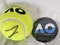 Jannik Sinner Signed Australian Open Tennis Ball With Coa Plus Pin + Ball Holder