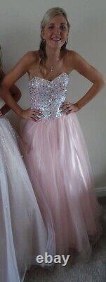 Ladies Prom Dress Size 10 Baby Pink with embellishments