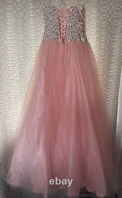 Ladies Prom Dress Size 10 Baby Pink with embellishments