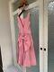 Laura Ashley Vintage Princess Dress Long Buttoned Back With Large Bow Pink M