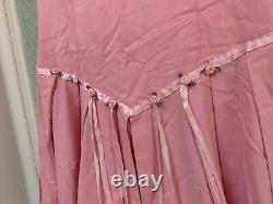 Laura Ashley Vintage Princess Dress Long Buttoned Back With Large Bow Pink M